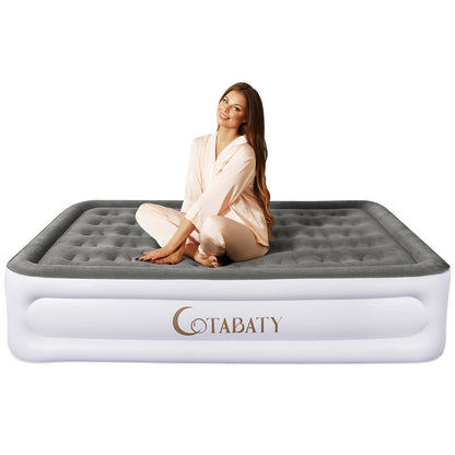 Cotabaty Queen Air Mattress with Built-in Pump, 18 inch Tall Inflatable Mattress Double Airbed, Luxury Self Inflating Air Bed Blow Up Mattress Portable for Home Camping Travel, 650lb Max, Foldable